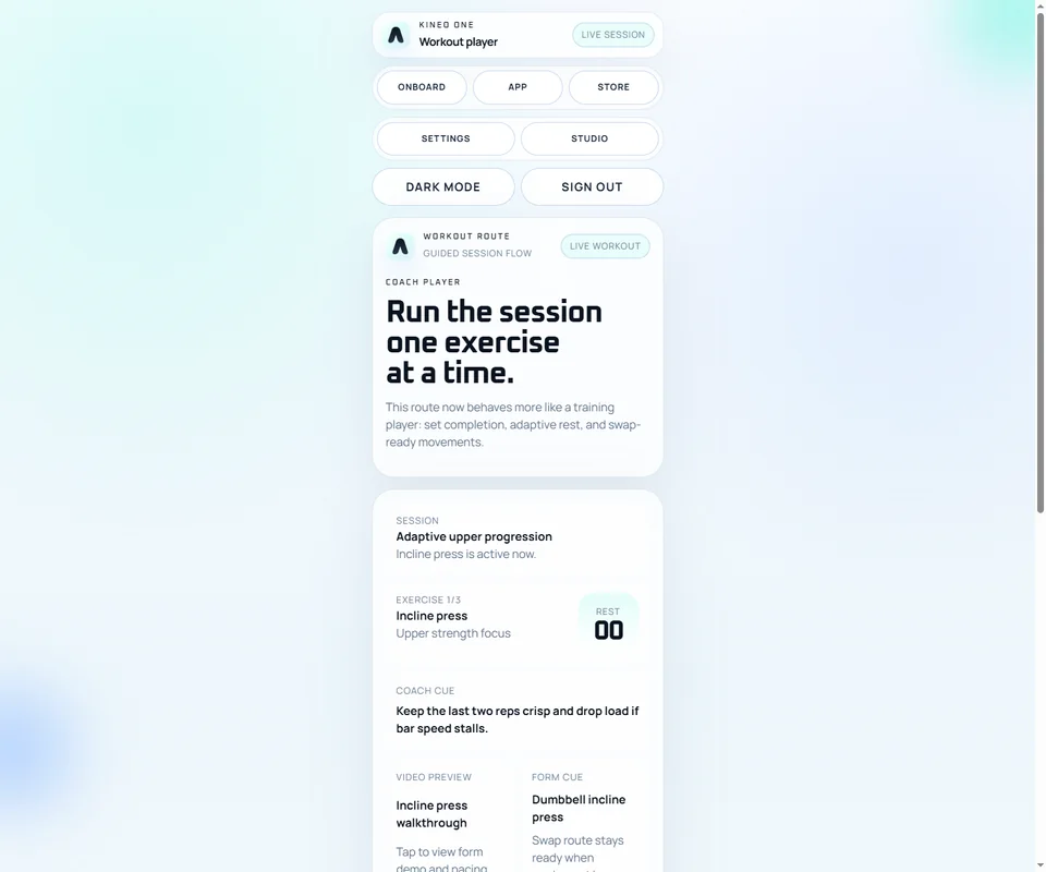 Kineo workout player