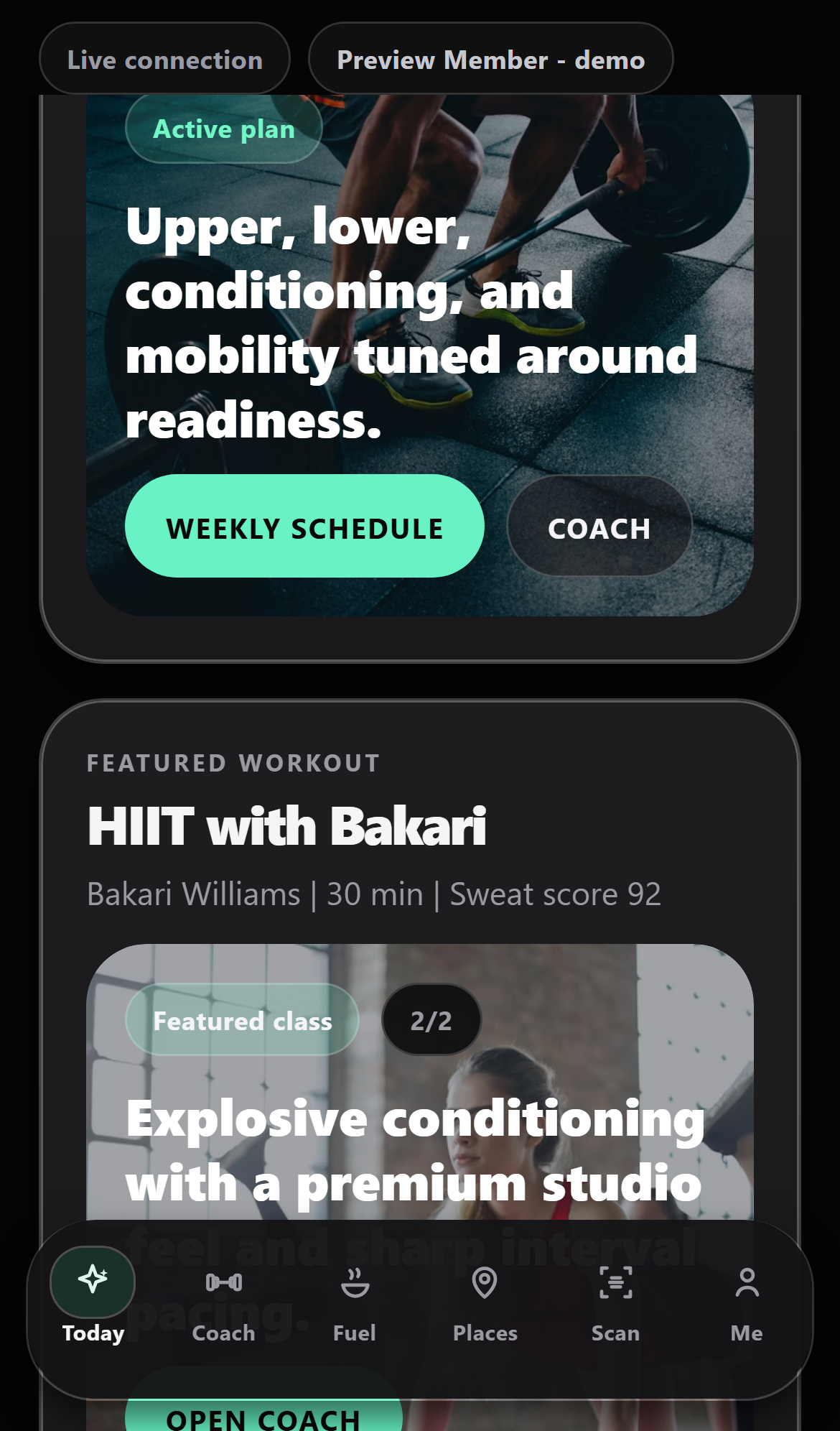 Kineo live workout route