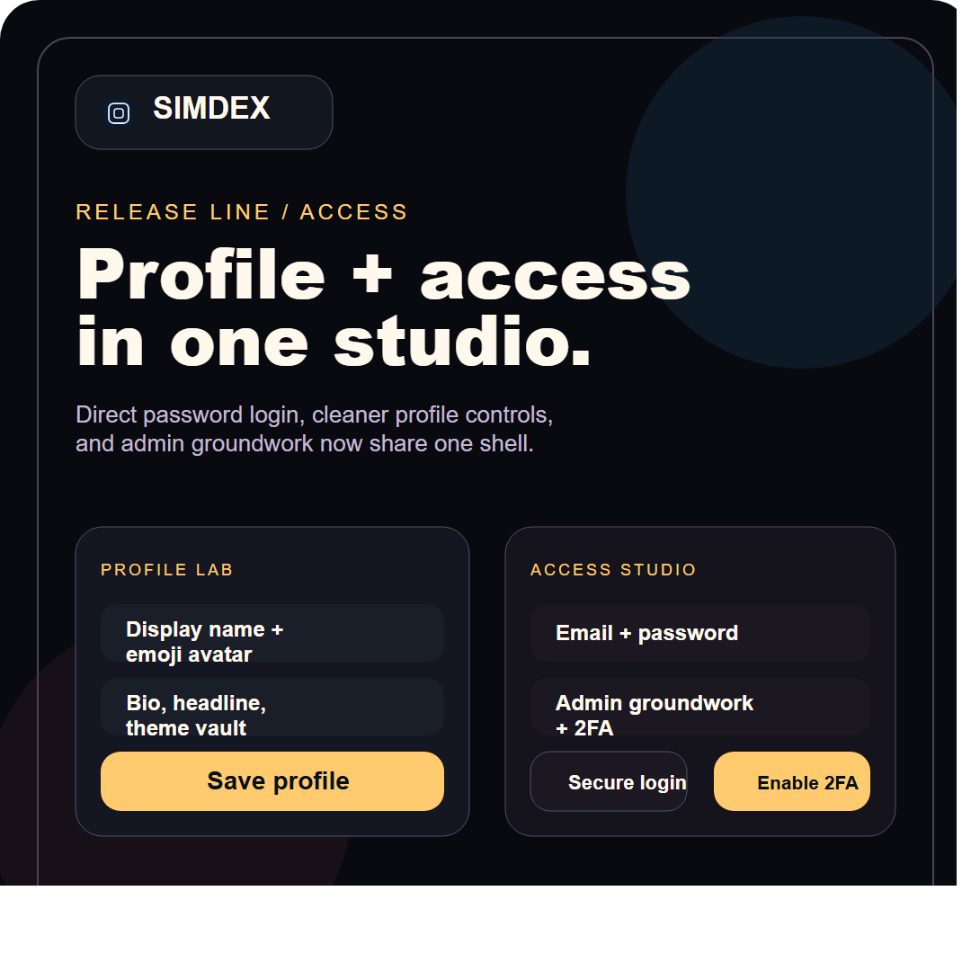 SimDex account security launch image