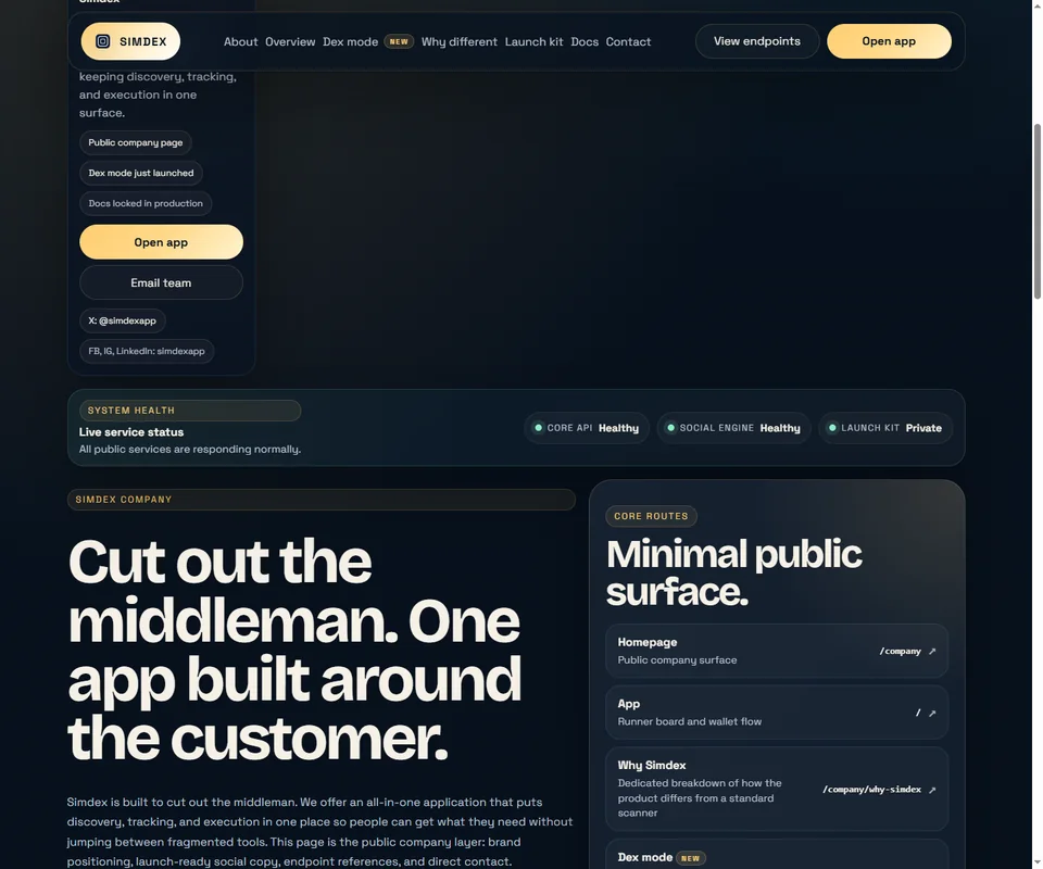 SimDex company content