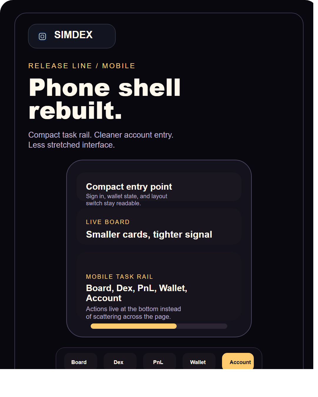 SimDex mobile taskbar launch image
